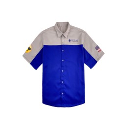 Customized gray color contrast royal blue industrial uniform design fashion printing logo air-conditioning engineering USA industrial uniform center D382 Customized gray color contrast royal blue industrial uniform design fashion printing logo air-conditioning engineering USA industrial uniform center D382